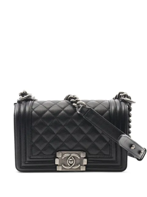 CHANEL Pre-Owned 2018-2019 Boy caviar-leather quilted chain-strap shoulder bag