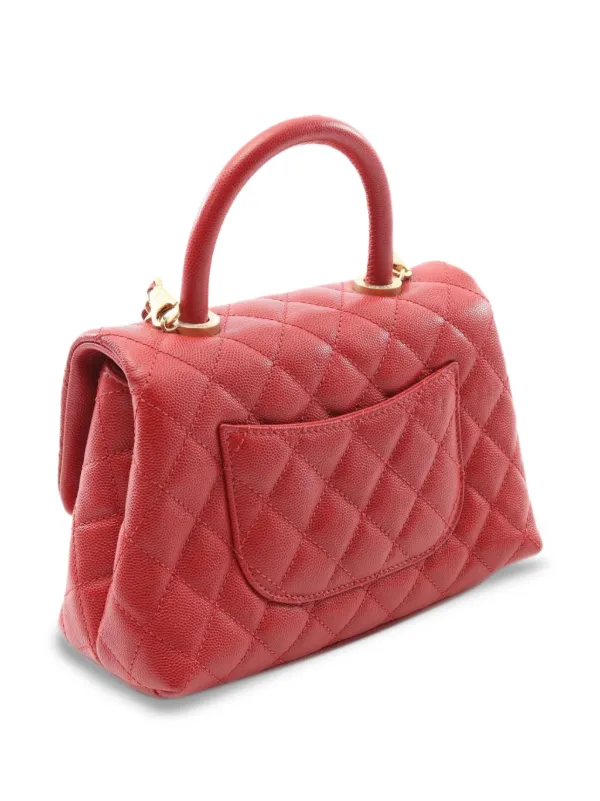CHANEL Pre-Owned 2017-2018 Coco Handle Leather Shoulder Bag Red  FARFETCH ID
