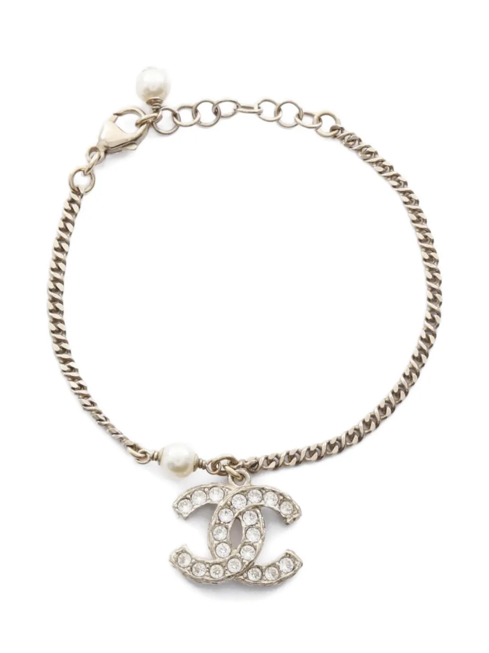 Pre-owned Chanel 1986-1988 Coco Mark Pearl Bracelet In Gold