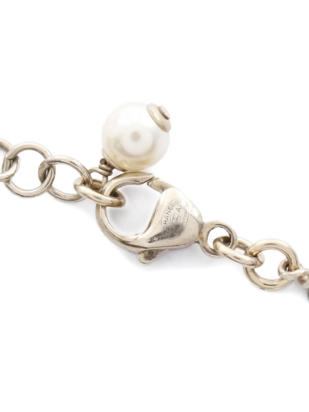 Pre-owned Chanel 1986-1988 Coco Mark Pearl Bracelet In Gold