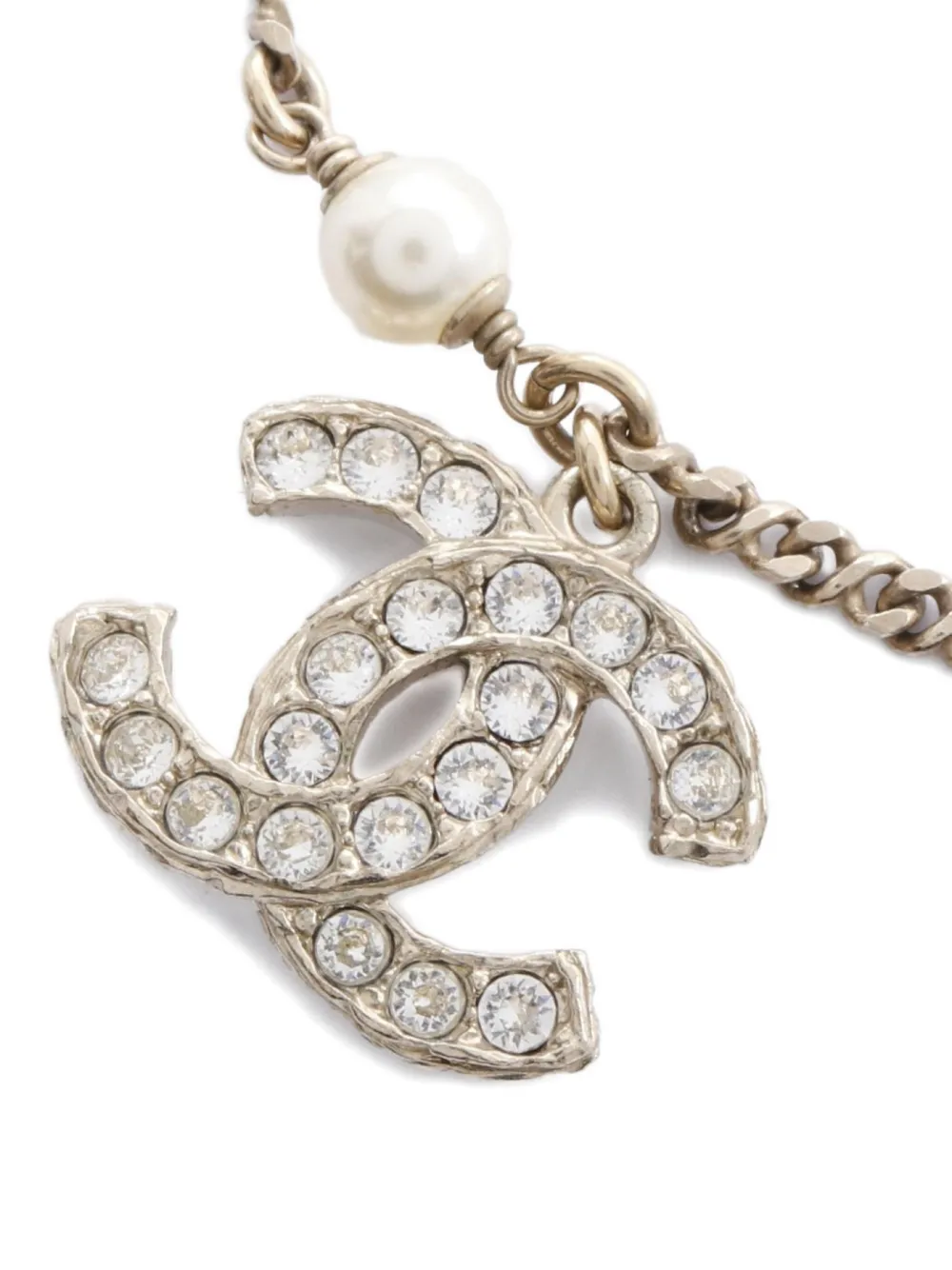 Pre-owned Chanel 1986-1988 Coco Mark Pearl Bracelet In Gold