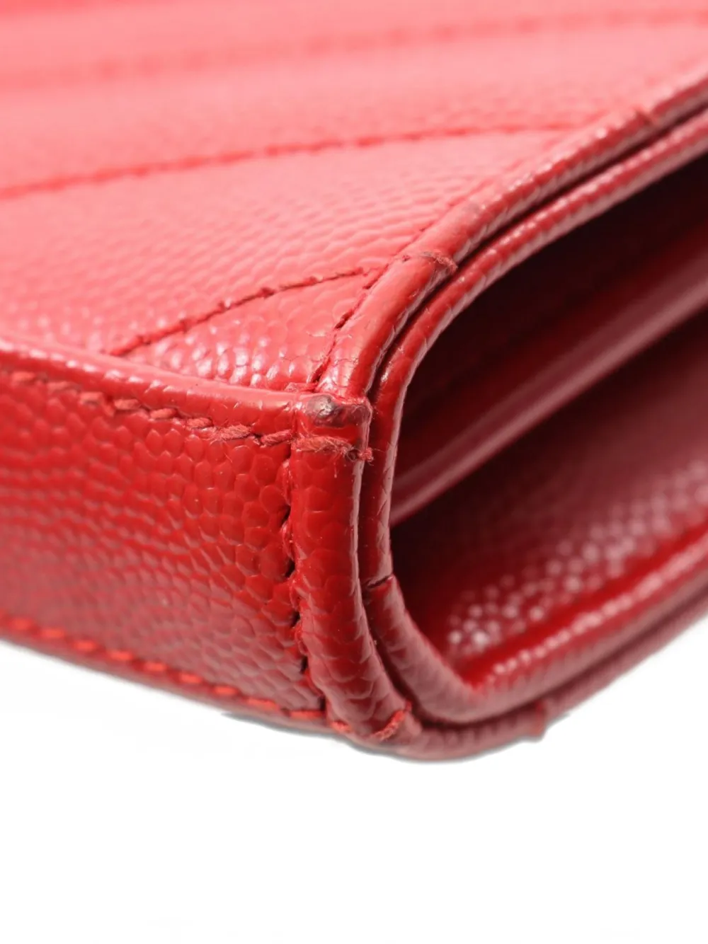 Pre-owned Saint Laurent 2010s Cassandra Classic Chain Wallet In Red