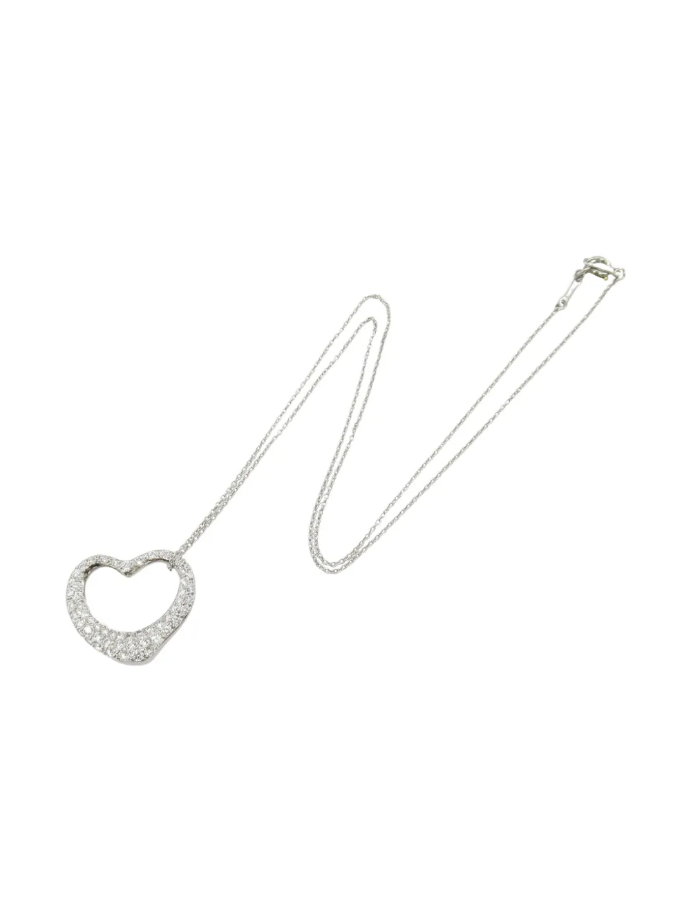 Tiffany & Co. Pre-Owned 2010s platinum Open Heart diamond necklace | Silver | Image 1