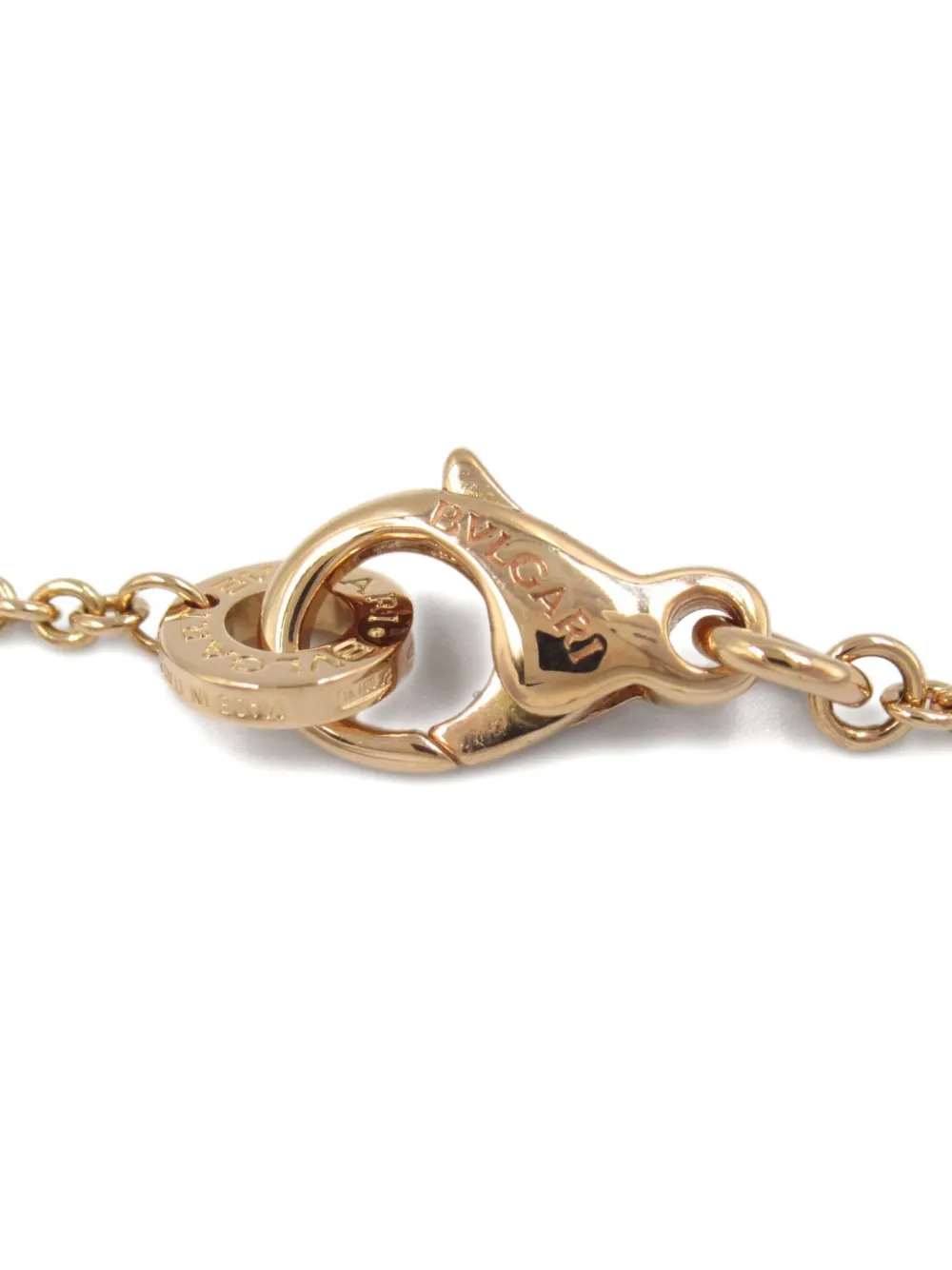 Pre-owned Bvlgari 2010s 18k Rose Gold 10s B-zero1 Diamond Necklace In Pink