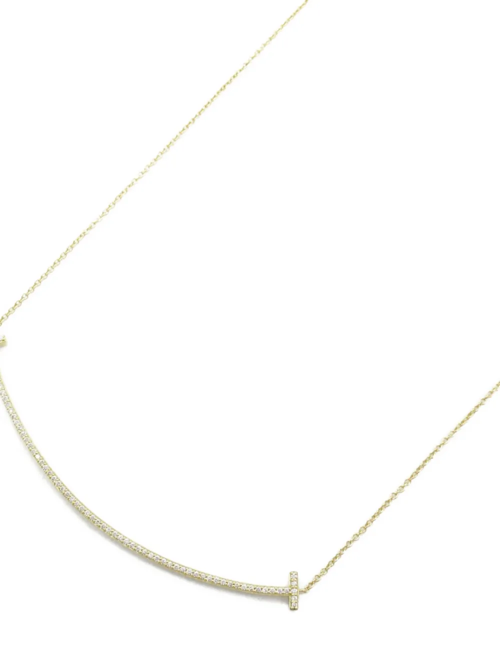 Tiffany & Co. Pre-Owned 2010s 18K yellow gold large T-smile diamond necklace | Image 2