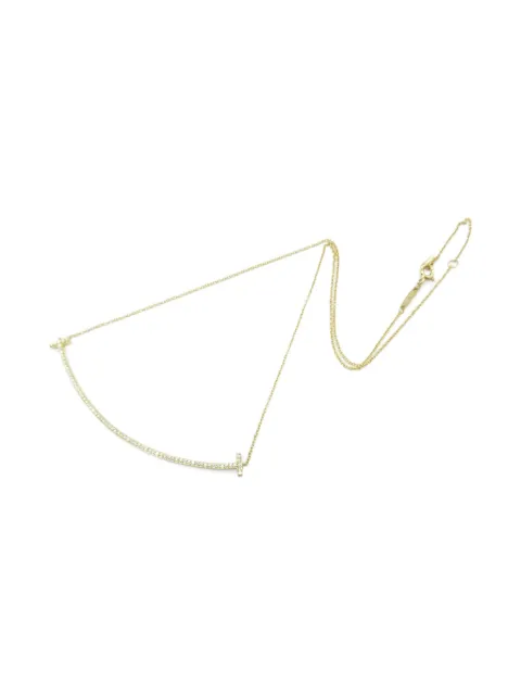 Tiffany & Co. Pre-Owned 2010s 18K yellow gold large T-smile diamond necklace