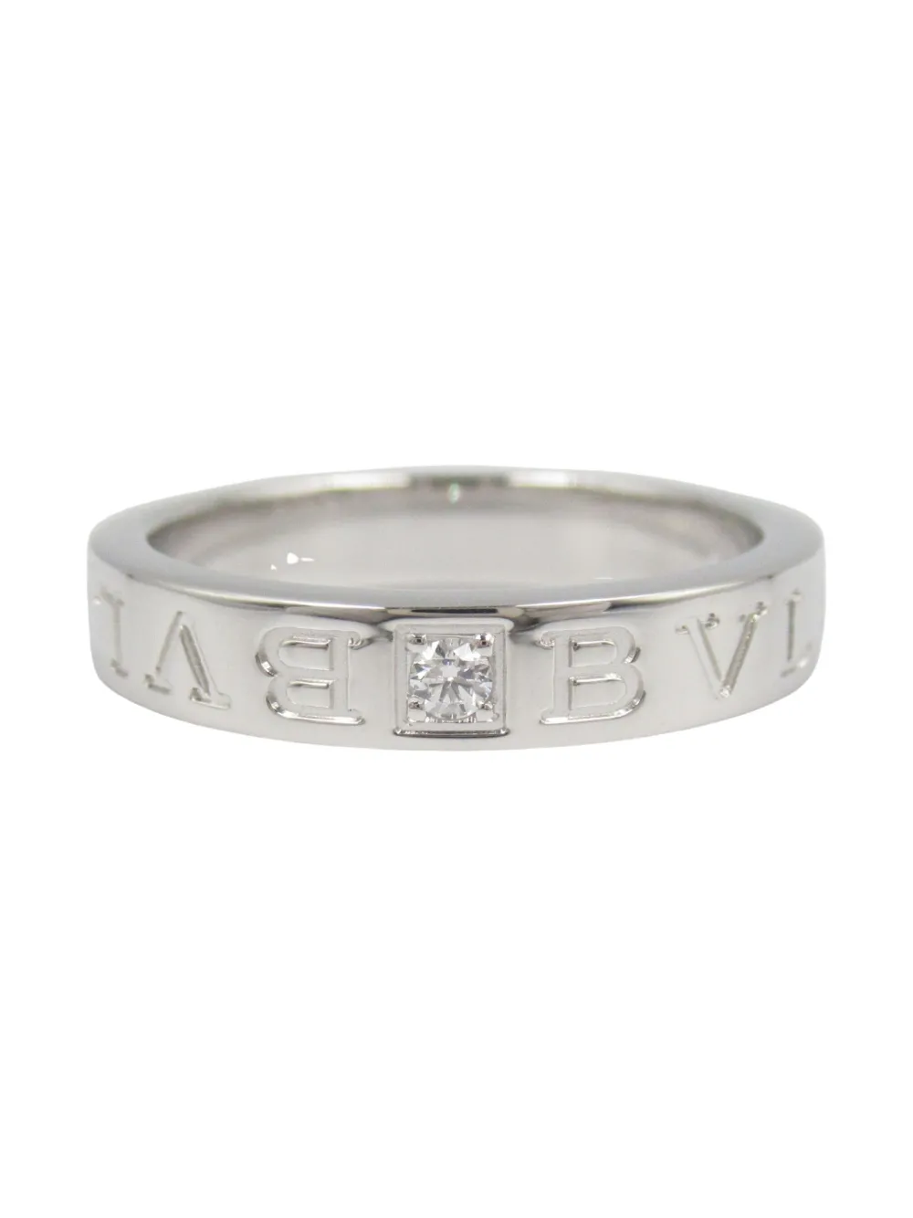 Pre-owned Bvlgari 2010s 18k White Gold B-zero1 Diamond Ring In Silver