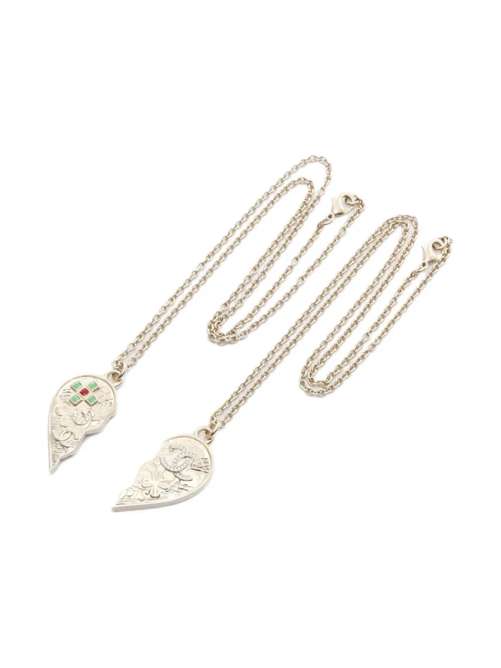 Pre-owned Chanel 1986-1988 Coco Mark Heart Necklace In Gold