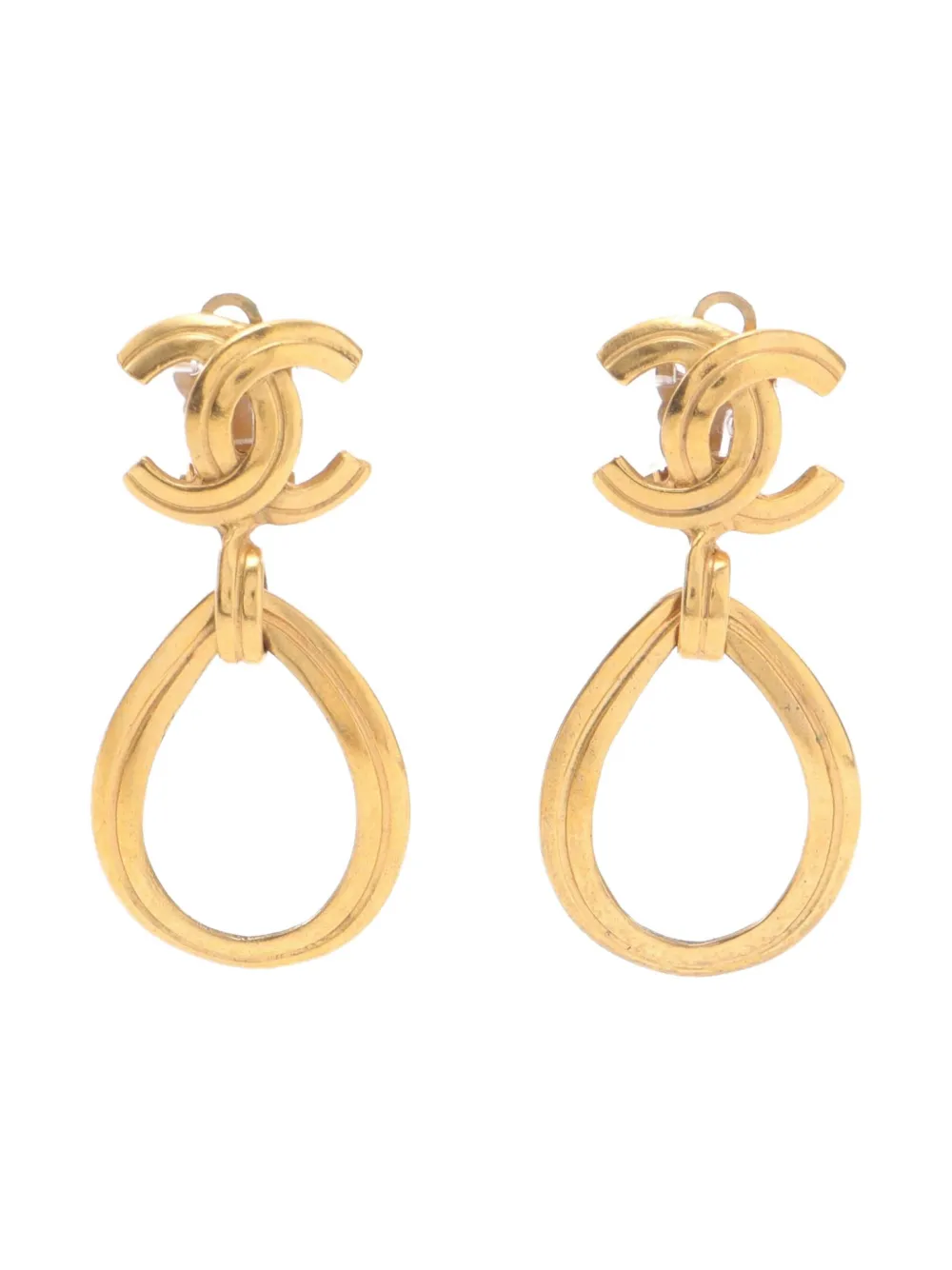 Pre-owned Chanel 1986-1988 Coco Mark Earrings In Gold