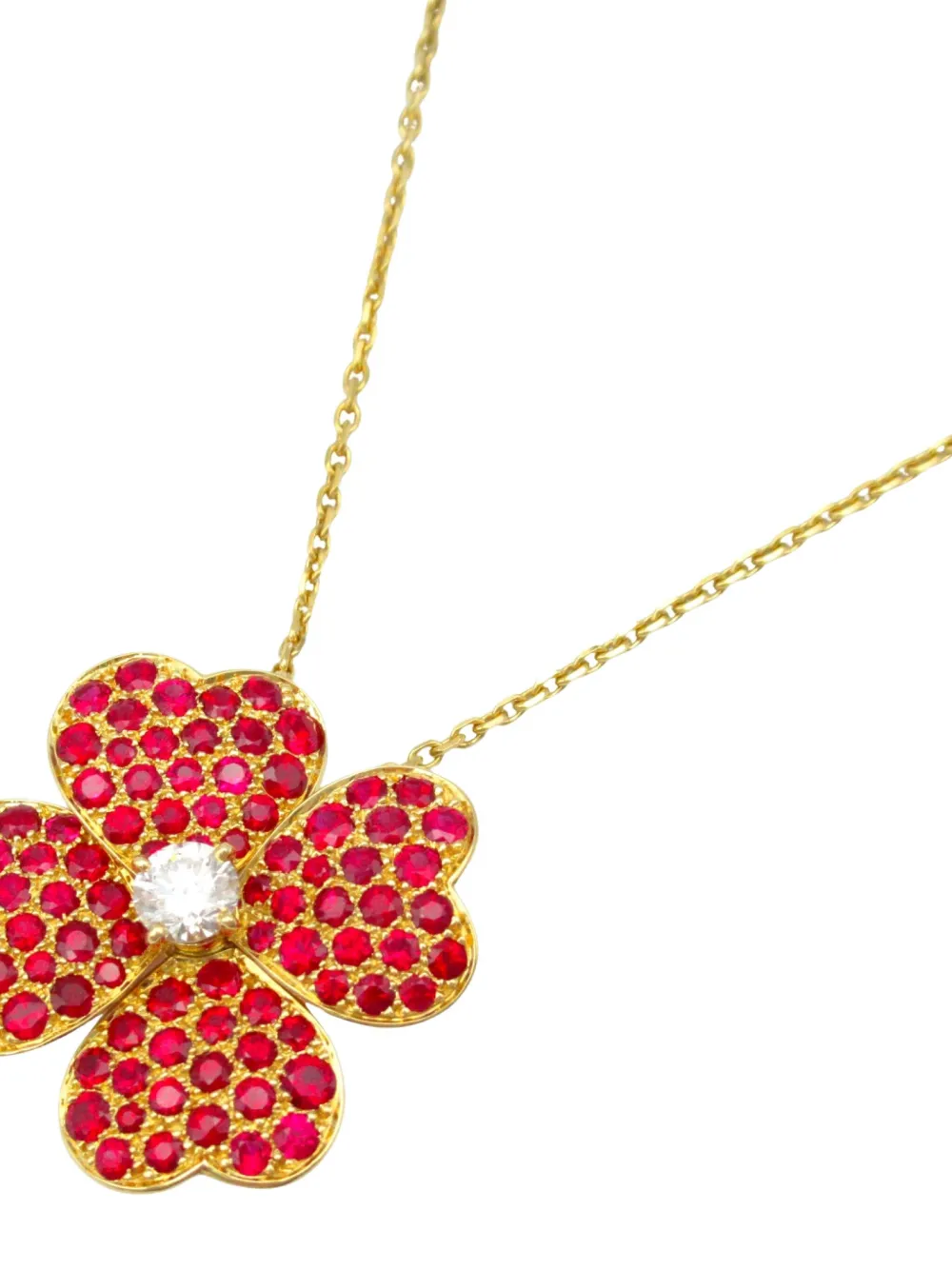 Pre-owned Van Cleef & Arpels 2010s 18k Yellow Gold Cosmos Ruby And Diamond Necklace