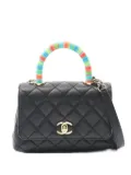 CHANEL Pre-Owned 2021-2022 extra-small Coco Handle quilted-lambskin satchel bag - Black