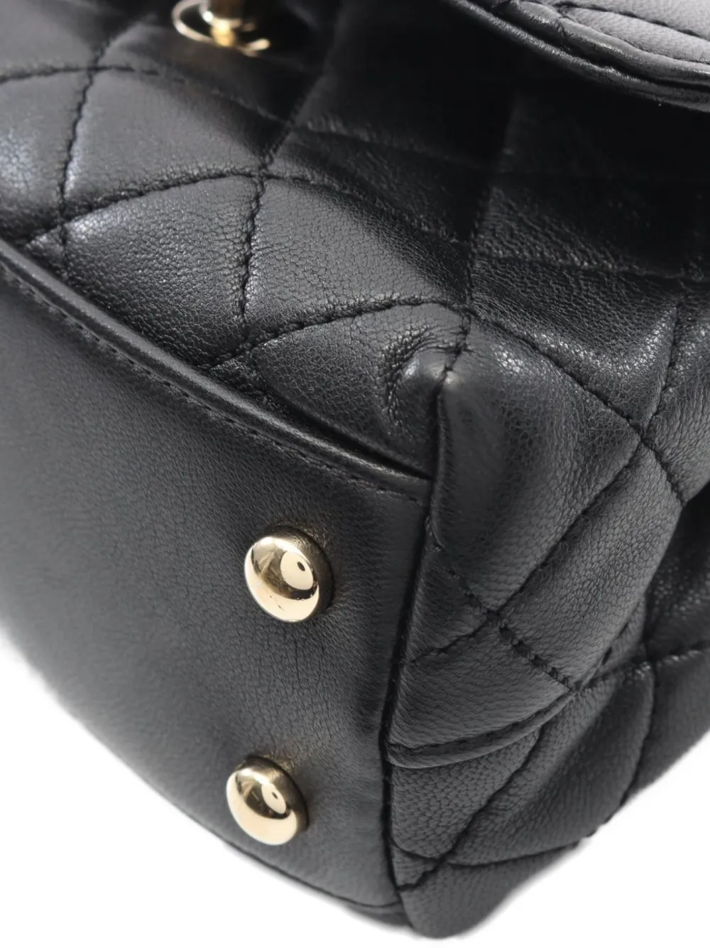 Pre-owned Chanel 2021-2022 Extra-small Coco Handle Quilted-lambskin Satchel Bag In Black