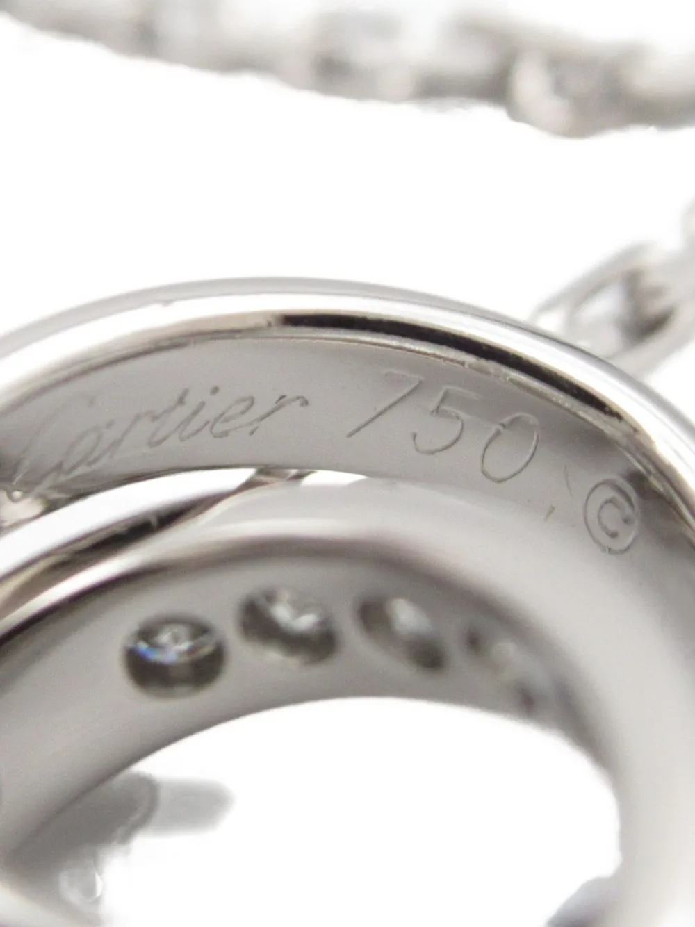 Pre-owned Cartier 2010s 18k White Gold Baby Love Diamond Necklace In Silver