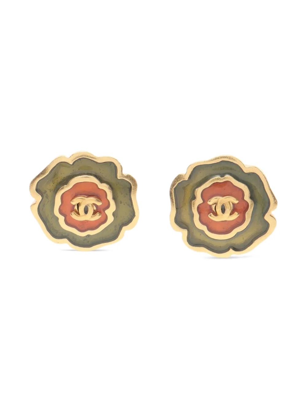 Pre-owned Chanel 1986-1988 Coco Mark Earrings In Gold