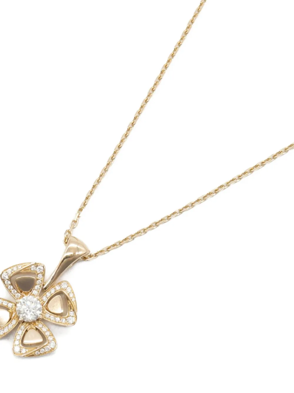 Pre-owned Bvlgari 2010 18kt Rose Gold Fiorever Diamond Necklace In Pink