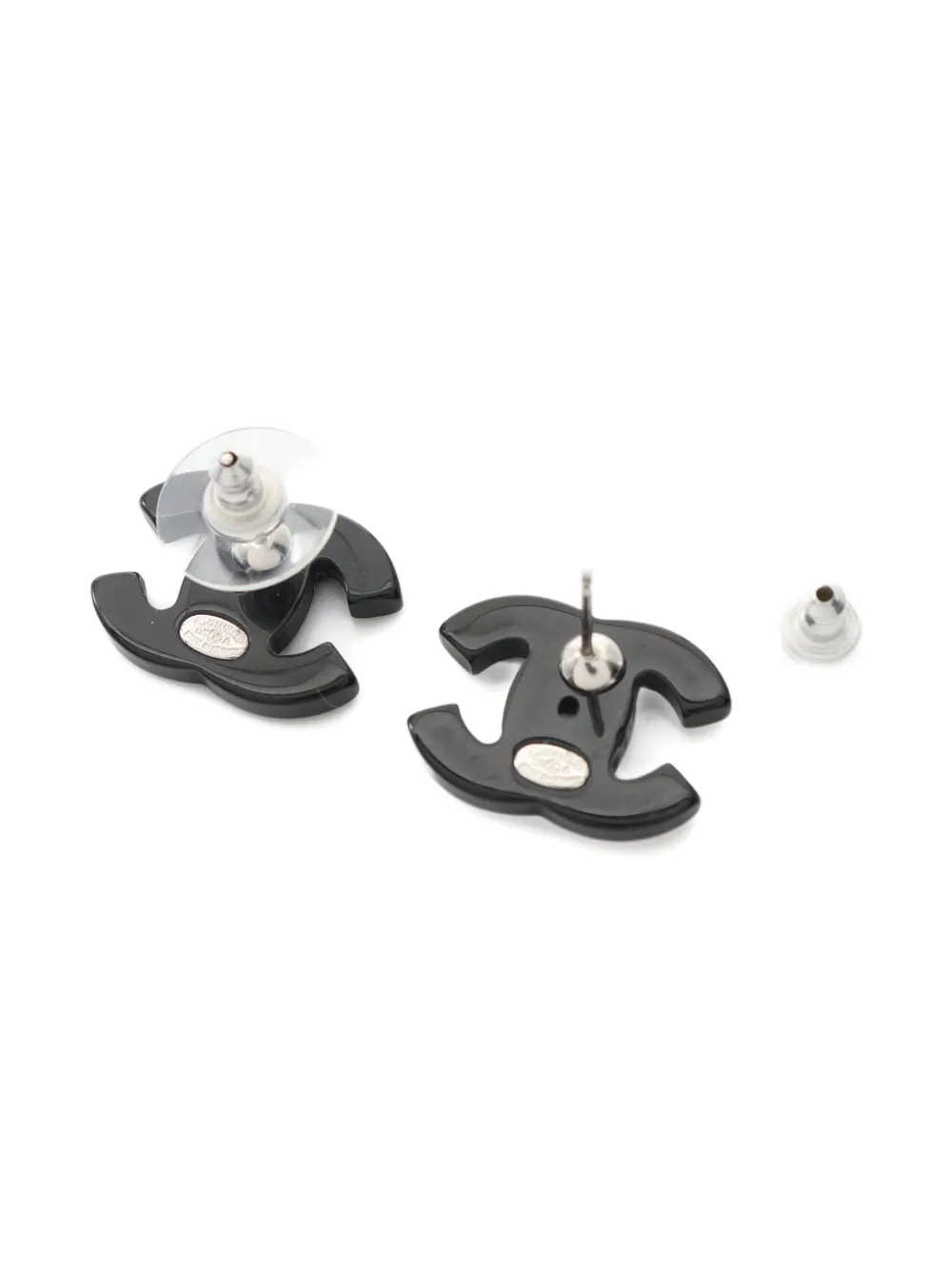 Pre-owned Chanel 1986-1988 Coco Mark Earrings In Black