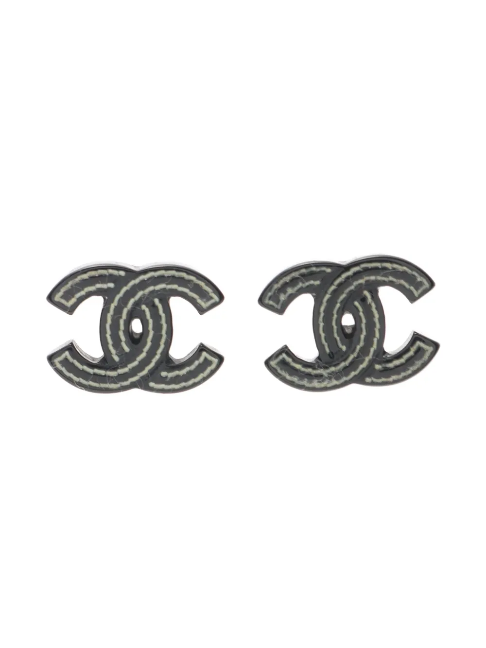 Pre-owned Chanel 1986-1988 Coco Mark Earrings In Black