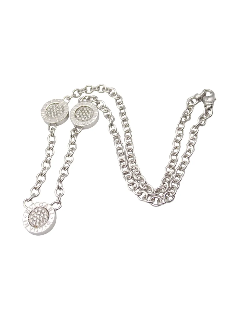 Bvlgari Pre-Owned 2010s オニキス ネックレス 18Kホワイトゴールド - シルバートーン Bvlgari Pre-Owned 2010s オニキス ネックレス 18Kホワイトゴールド - シルバートーン