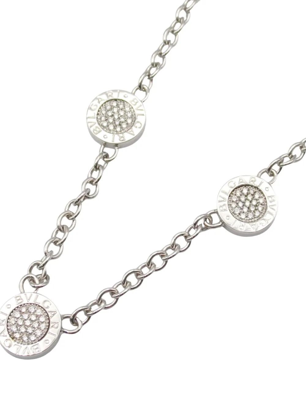 Pre-owned Bvlgari 2010 18kt White Gold Onyx Necklace In Silver
