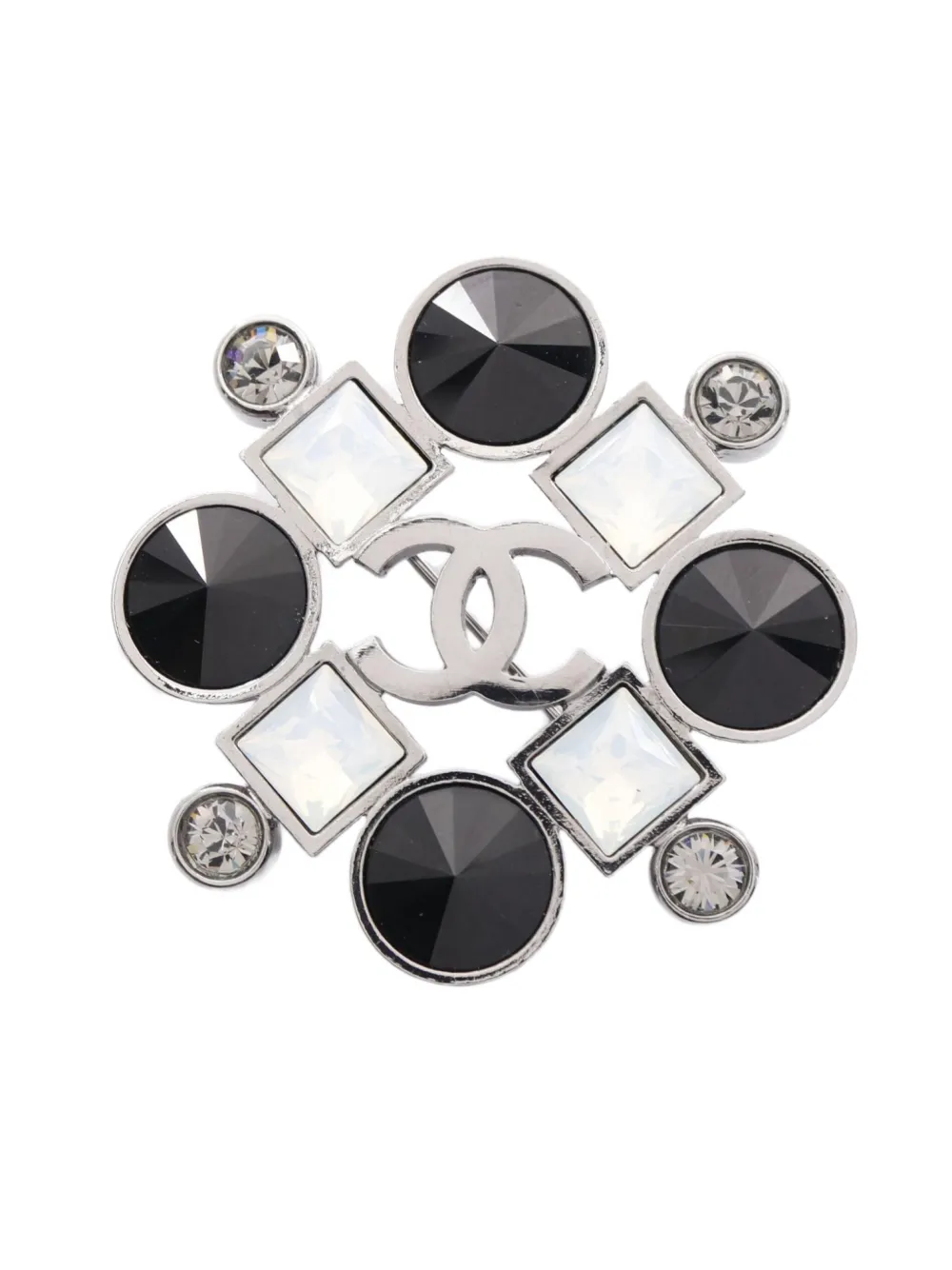 CHANEL Pre-Owned 1986 Rhinestone Geometric brooch - シルバートーン CHANEL Pre-Owned 1986 Rhinestone Geometric brooch - シルバートーン