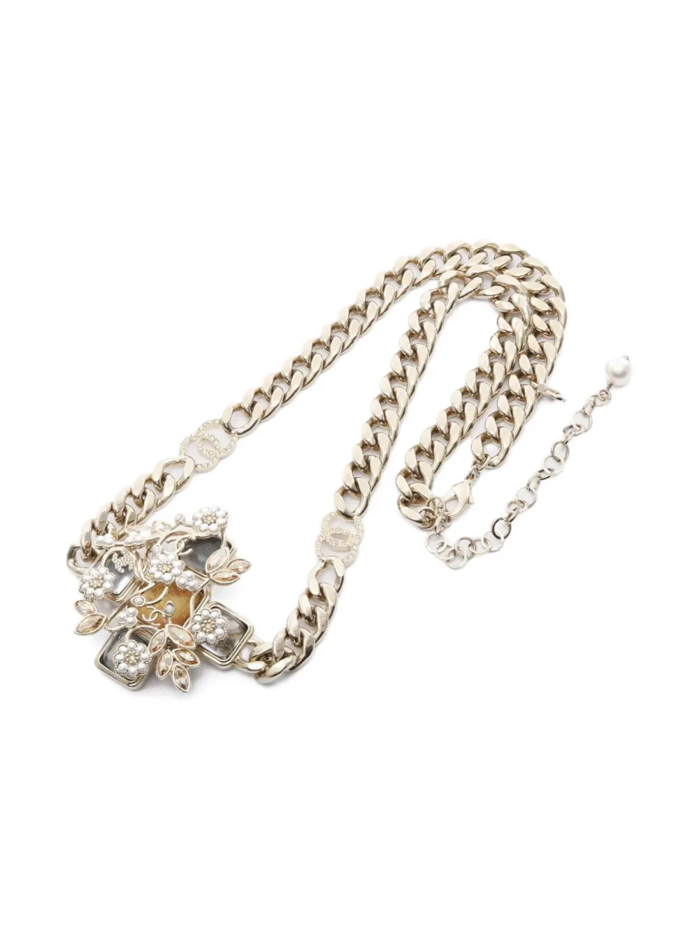 CHANEL Pre-Owned 1986 Floral Cross chain necklace - ゴールドトーン CHANEL Pre-Owned 1986 Floral Cross chain necklace - ゴールドトーン