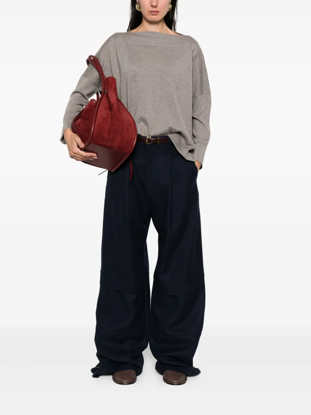 Daniela Gregis Wool Boat-neck Sweater In Gray