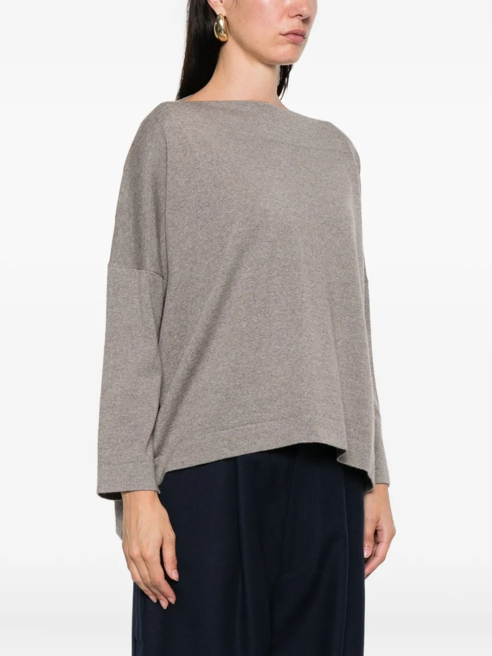 Daniela Gregis Wool Boat-neck Sweater In Gray