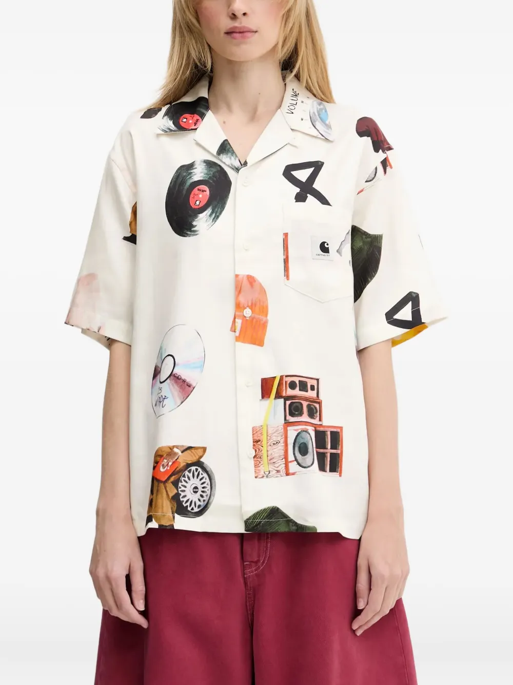 Carhartt WIP Jacob Rochester blouse met muziekprint Wit