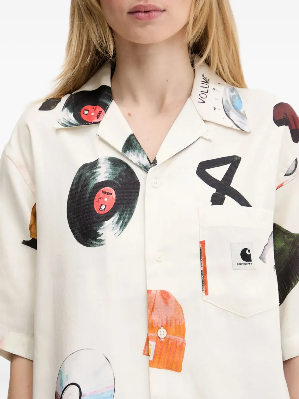 Carhartt WIP Jacob Rochester blouse met muziekprint Wit