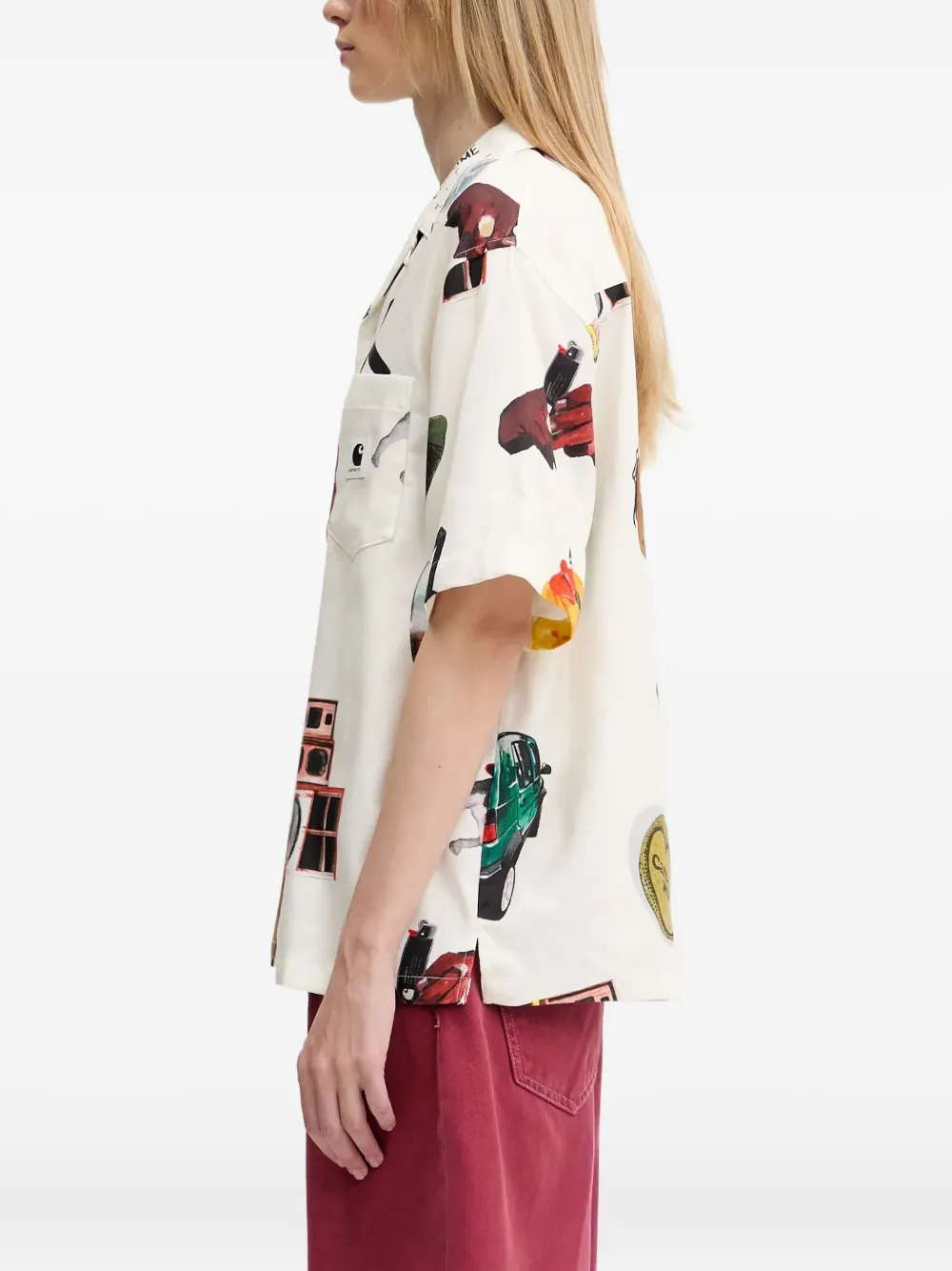 Carhartt WIP Jacob Rochester blouse met muziekprint Wit