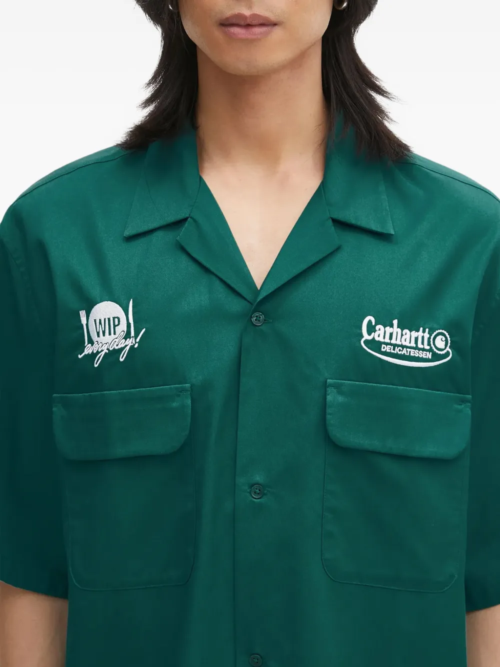 Carhartt WIP Deli overhemd met Detroit-print en zak Groen