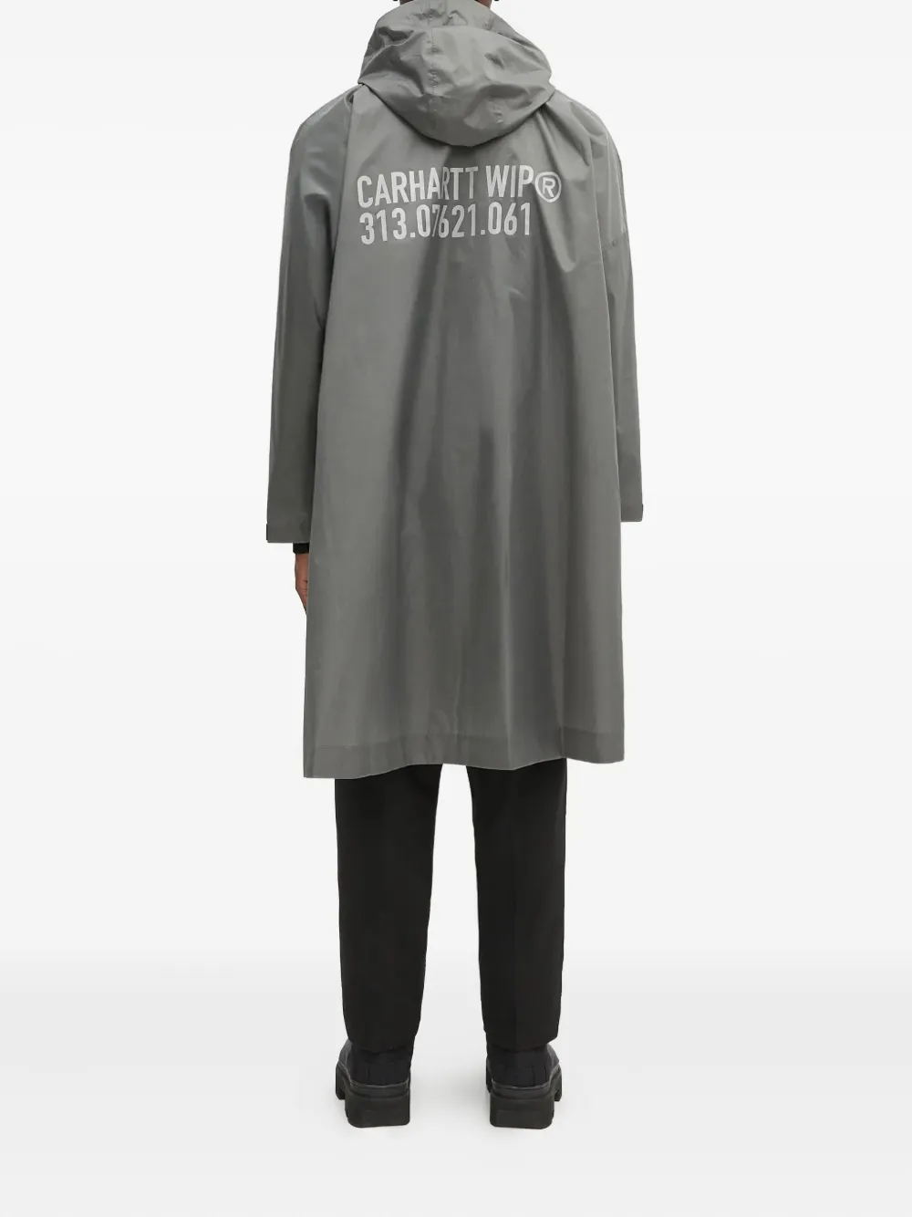 Carhartt Tour Hooded Drawstring Raincoat In Gray
