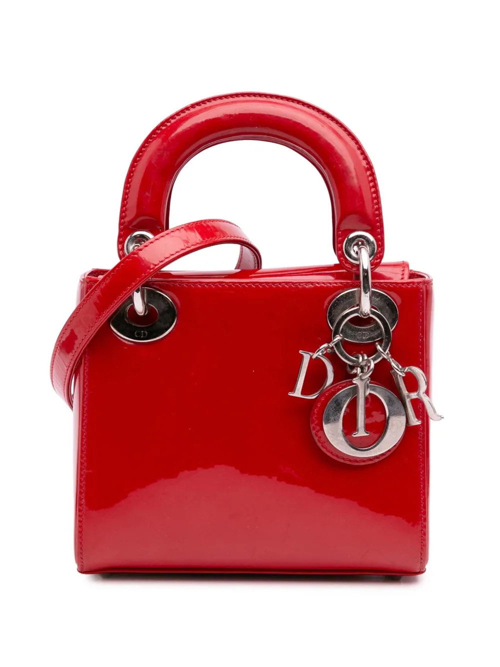 Christian Dior Pre-Owned 2015 ミニ パテント レディディオール サッチェルバッグ - レッド Christian Dior Pre-Owned 2015 ミニ パテント レディディオール サッチェルバッグ - レッド