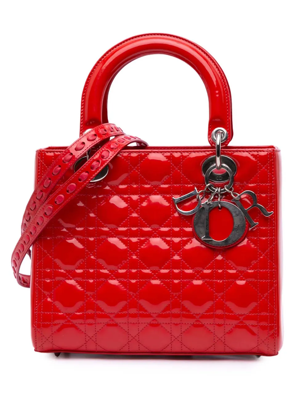 Christian Dior Pre-Owned 2010 Medium Patent Cannage Whipstitch Lady Christian Dior Pre-Owned 2010 Medium Patent Cannage Whipstitch Lady