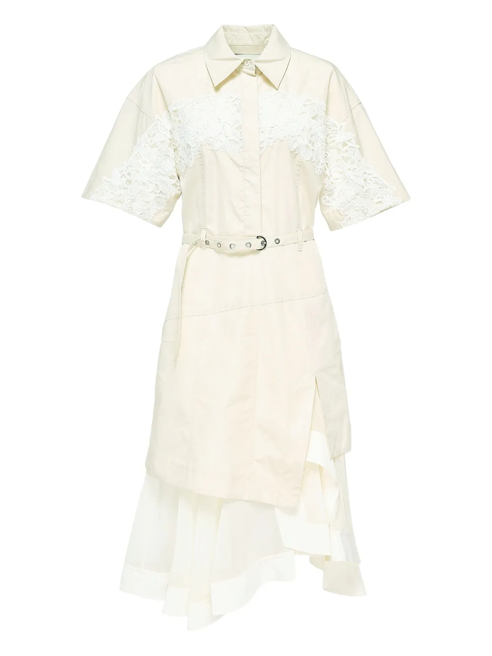3.1 Phillip Lim lace-panel belted shirt dress - ニュートラル 3.1 Phillip Lim lace-panel belted shirt dress - ニュートラル