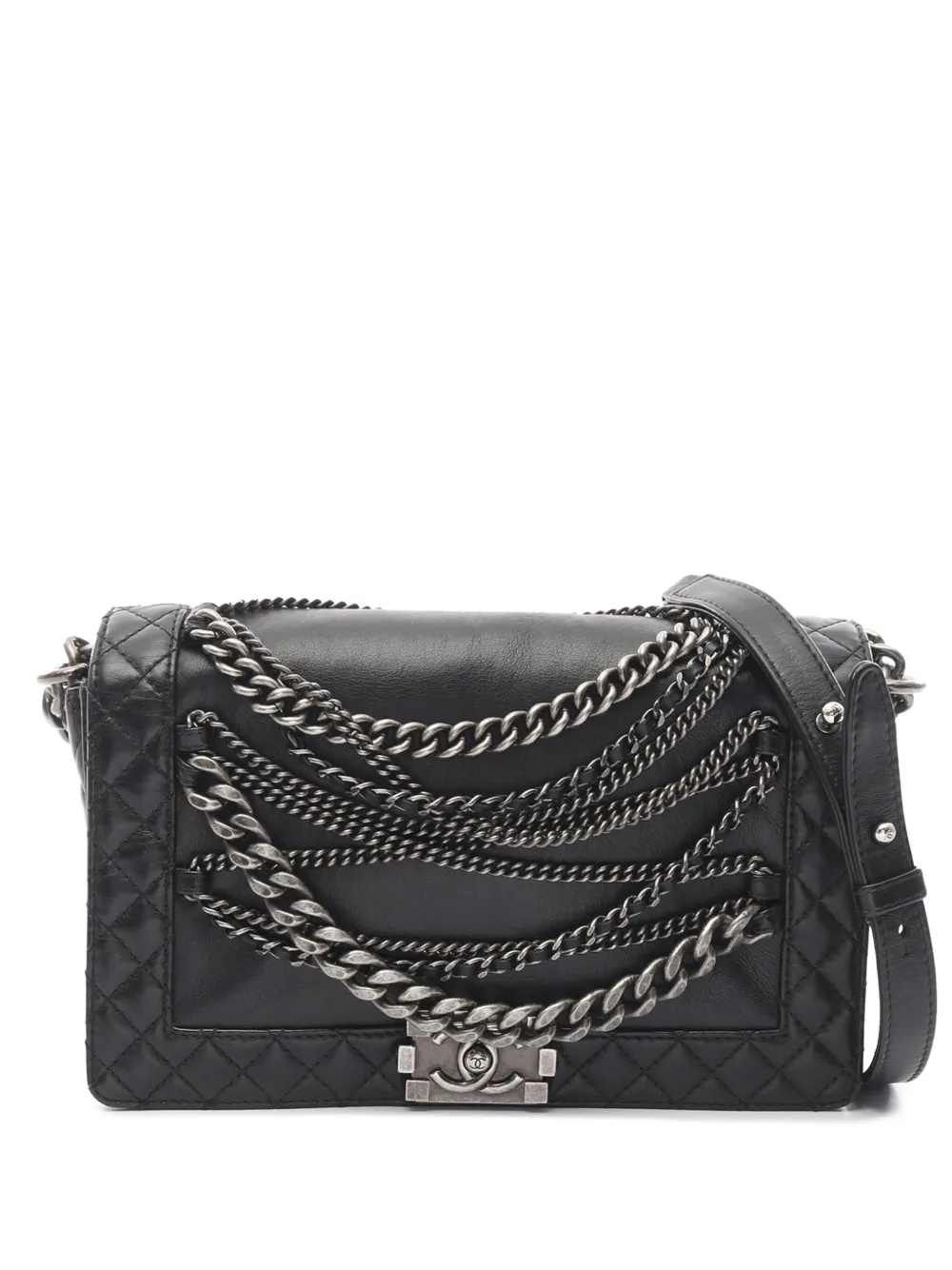 CHANEL Pre-Owned 2013-2014 ミディアム カーフスキン エンチェーンド ボーイ フラップ ショルダーバッグ - CHANEL Pre-Owned 2013-2014 ミディアム カーフスキン エンチェーンド ボーイ フラップ ショルダーバッグ -
