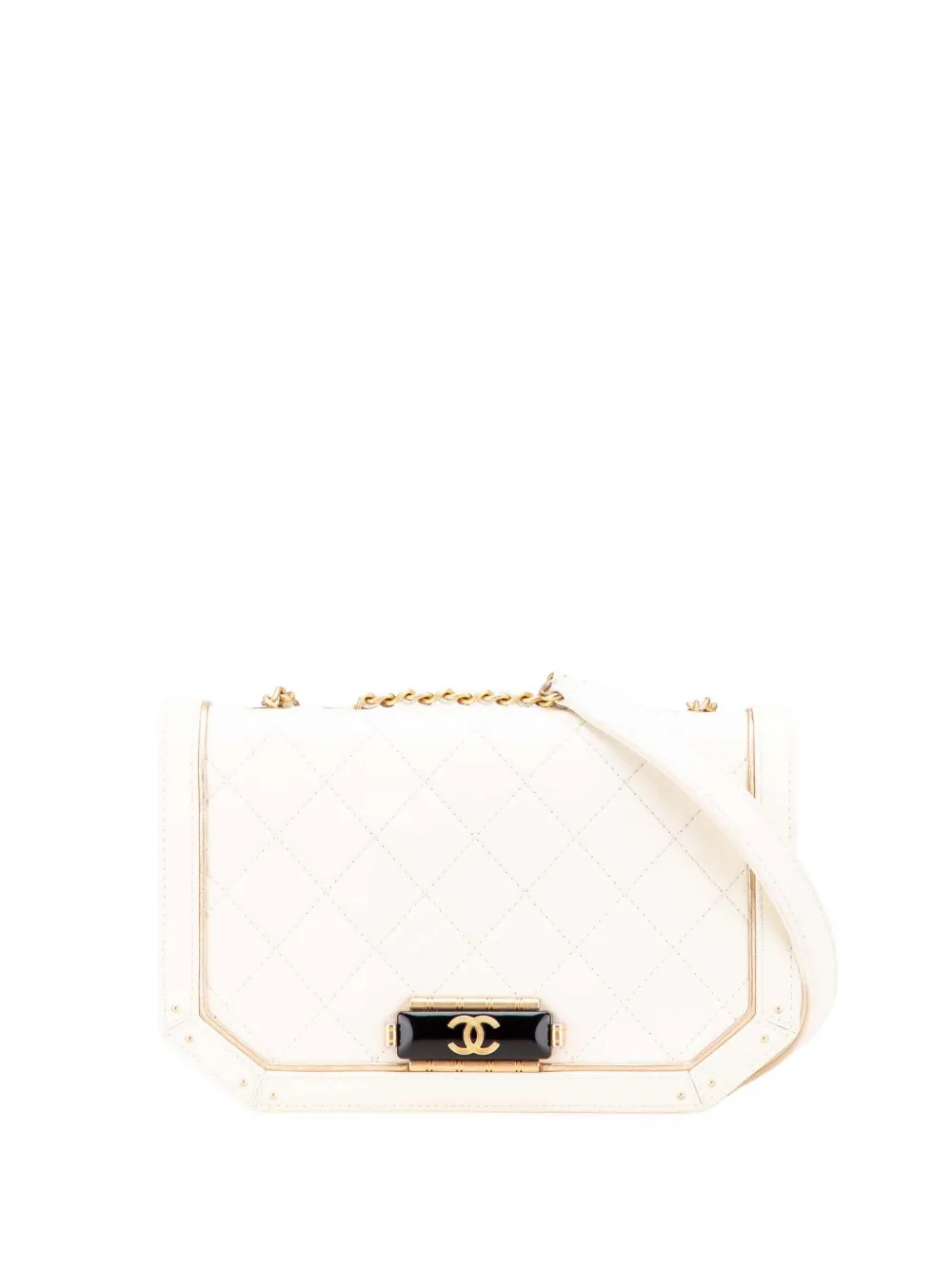 CHANEL Pre-Owned 2017-2018 Small Quilted Calfskin Octagon CC Clasp CHANEL Pre-Owned 2017-2018 Small Quilted Calfskin Octagon CC Clasp