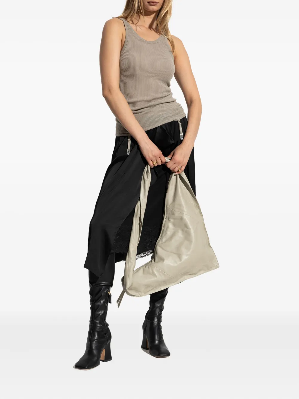 LEMAIRE ribbed suspender top Beige