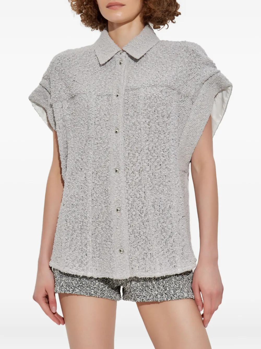 IRO Samyra textured button-fastening shirt Grijs