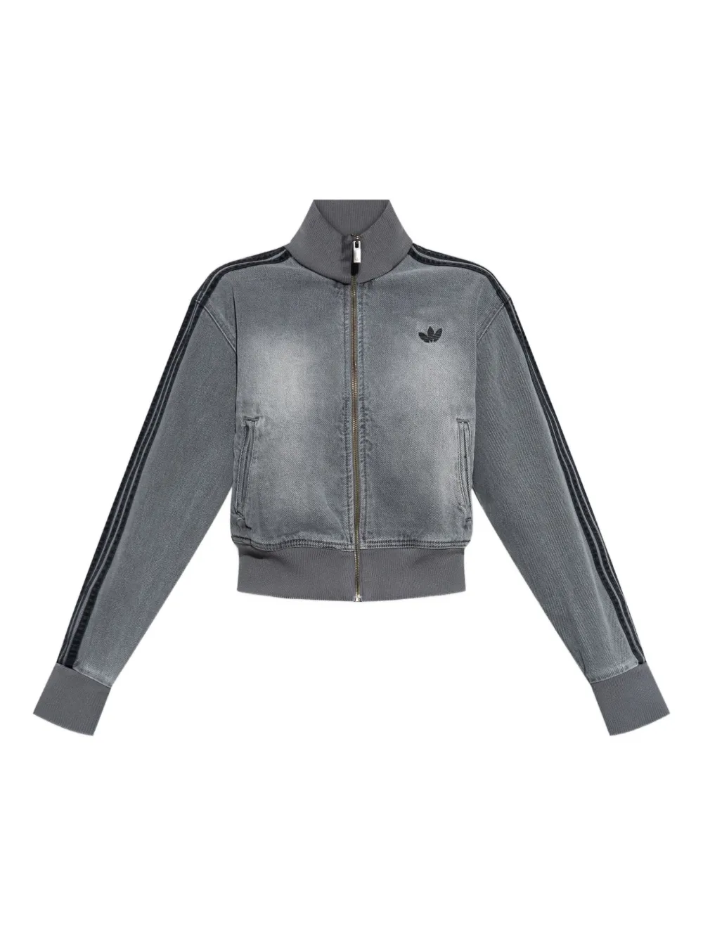 Adidas Originals 3-stripe Denim Jacket In Gray