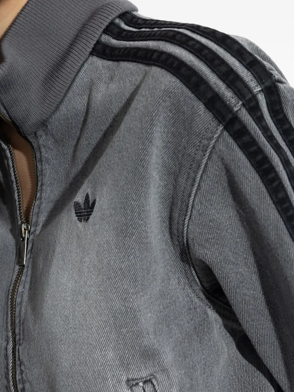 Adidas Originals 3-stripe Denim Jacket In Gray