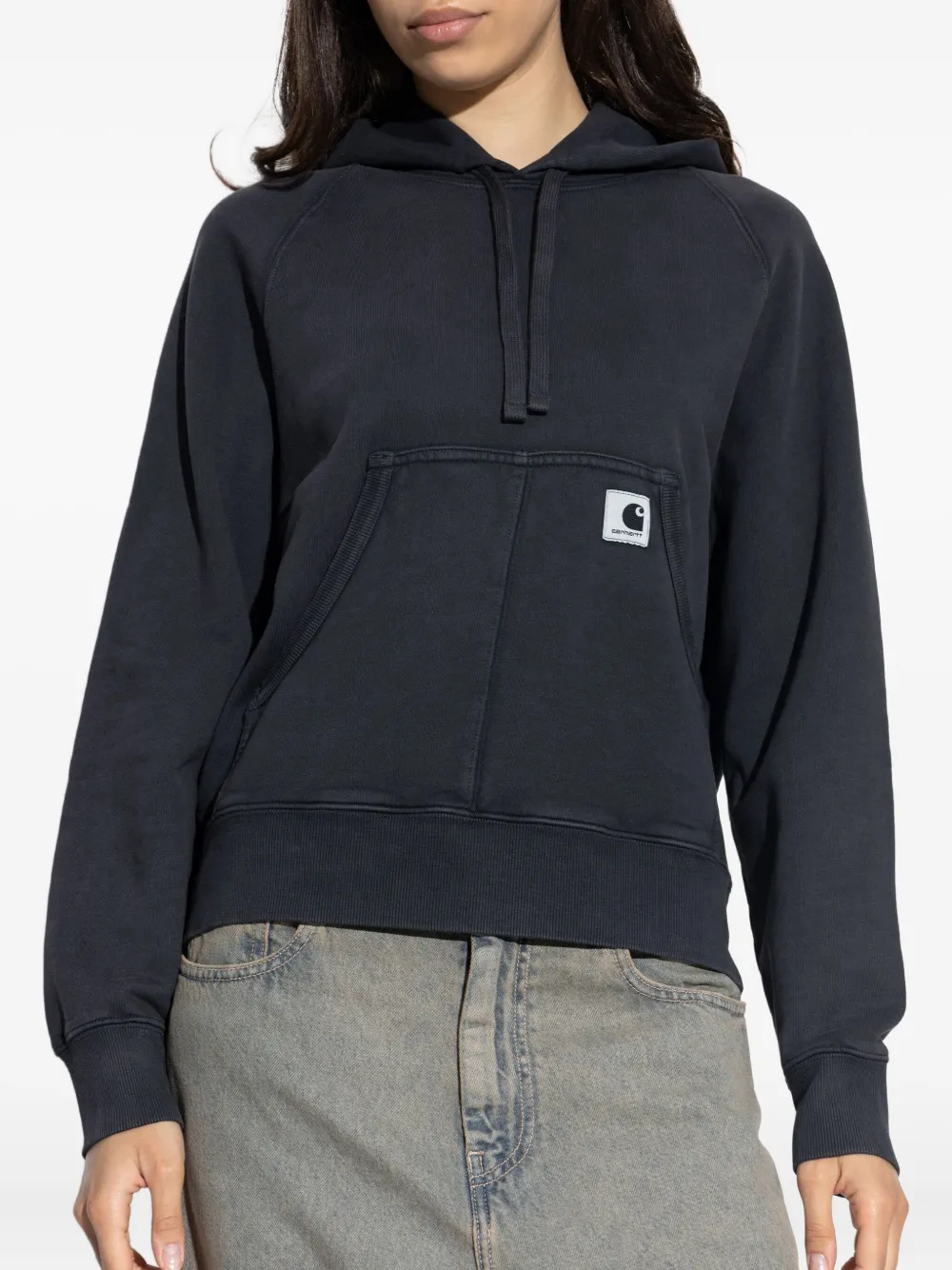 Carhartt WIP logo-patch cotton hoodie Grijs