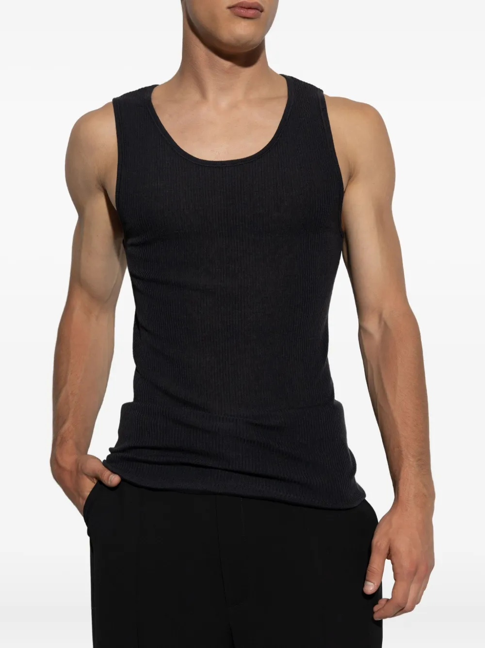LEMAIRE ribbed wool tank top Zwart