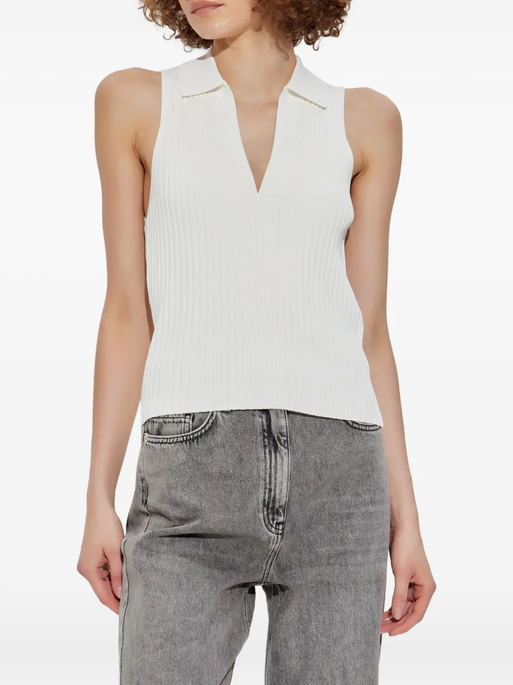 IRO ribbed V-neck top Wit