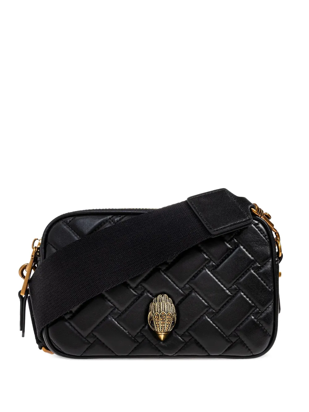 Kurt Geiger Dual-zip Drench Kensington Quilted-woven Camera Bag In Black