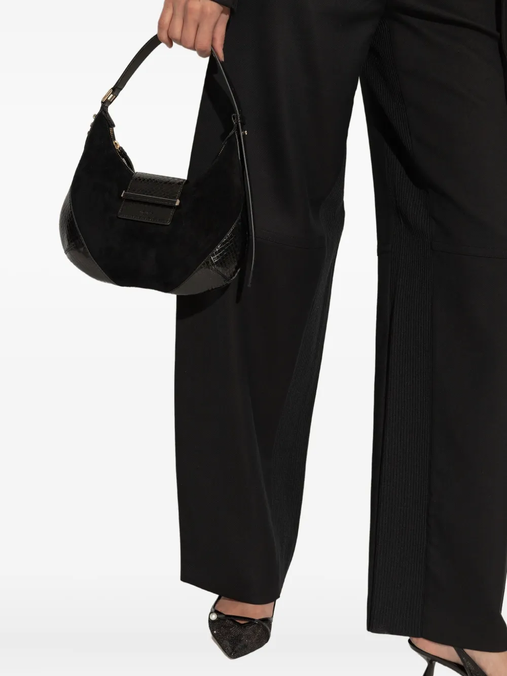 Jimmy Choo Suède schoudertas - Zwart