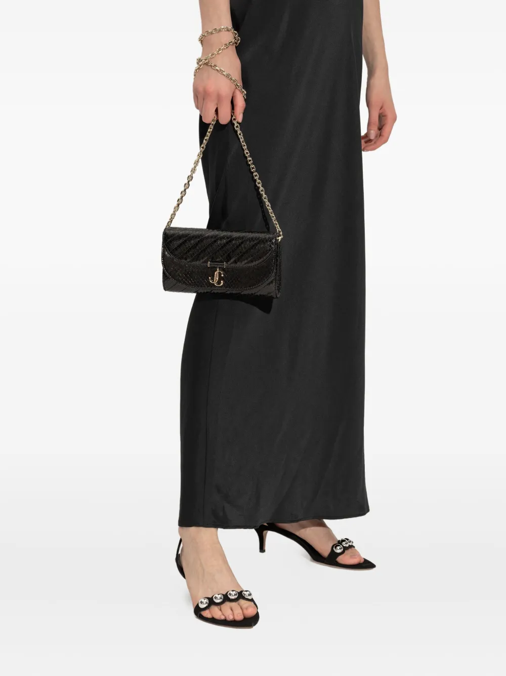 Jimmy Choo curve chain wallet Zwart