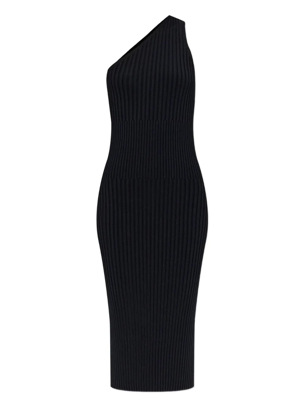 IRO Kellie one-shoulder ribbed midi dress Zwart