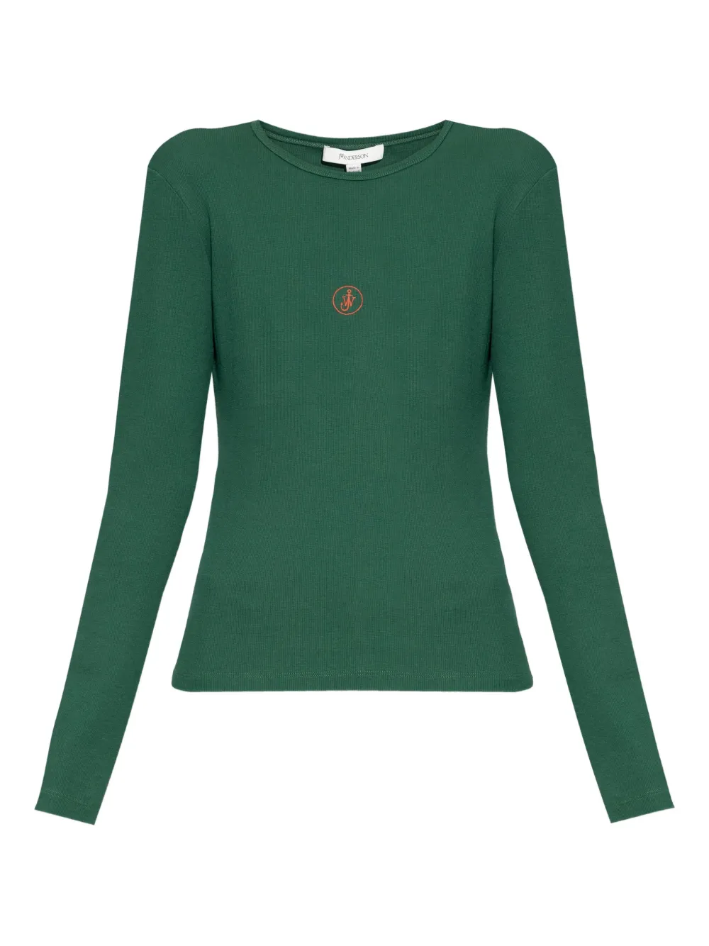 JW Anderson logo-embroidered ribbed top Groen