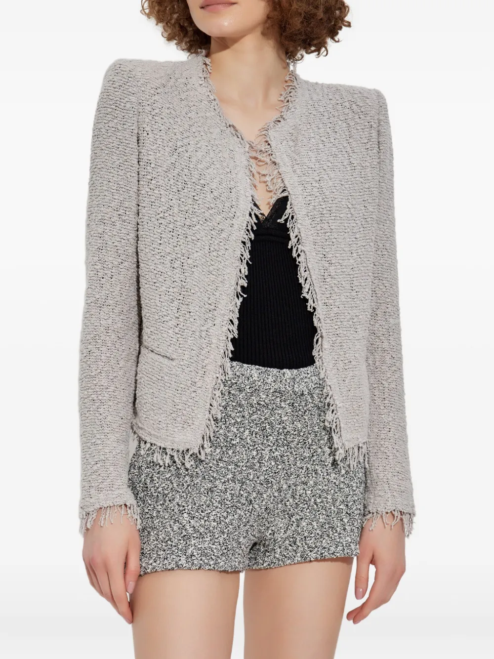IRO frayed tweed jacket Grijs